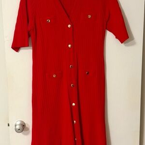 J. Crew Vibrant Red Long Sleeve Dress